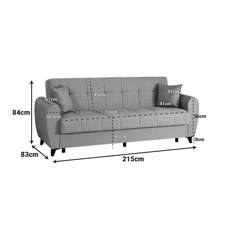 3-seater sofabed Modesto pakoworld with storage space brown fabric 213x84x86cm