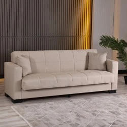 3-seater sofabed Vox pakoworld with storage space cream fabric 210x84x83cm 3-seater sofabed Vox pakoworld with storage space cream fabric 210x84x83cm