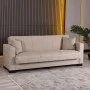 3-seater sofabed Vox pakoworld with storage space cream fabric 210x84x83cm