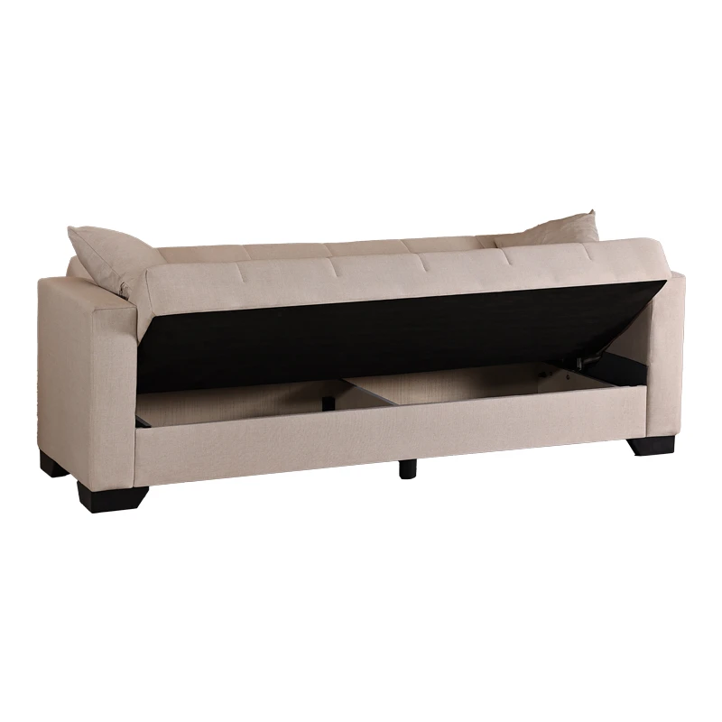 3-seater sofabed Vox pakoworld with storage space cream fabric 210x84x83cm