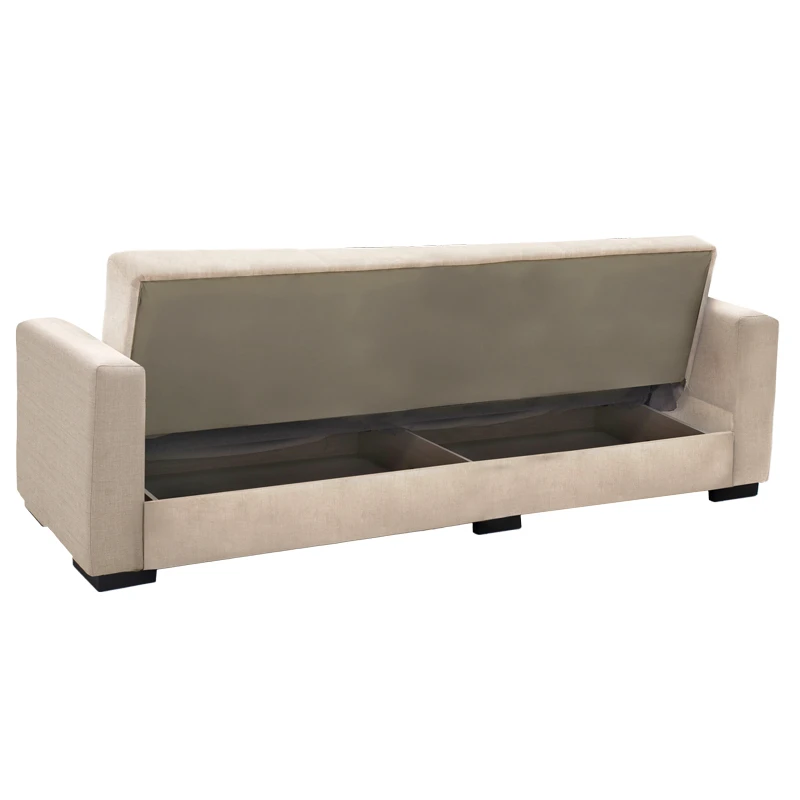 3-seater sofabed Vox pakoworld with storage space beige fabric 210x84x83cm