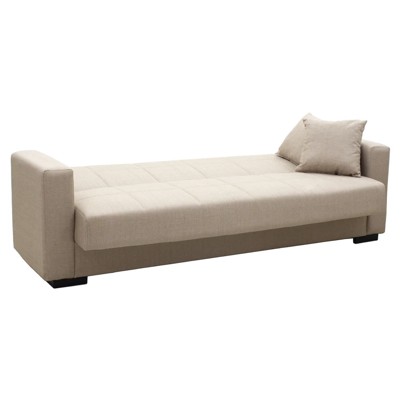 3-seater sofabed Vox pakoworld with storage space beige fabric 210x84x83cm