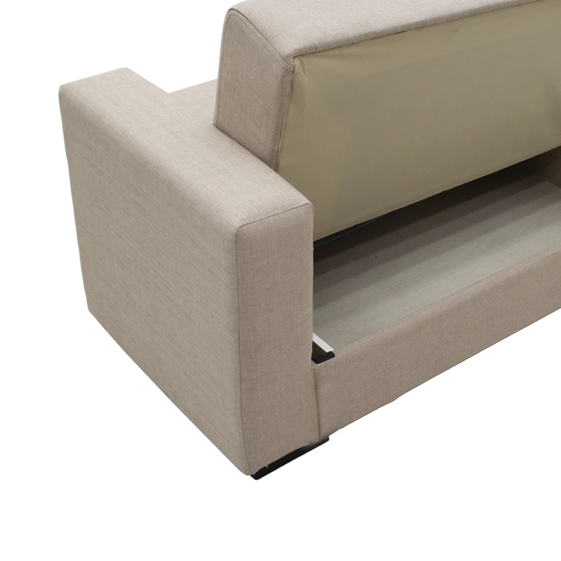 3-seater sofabed Vox pakoworld with storage space beige fabric 210x84x83cm