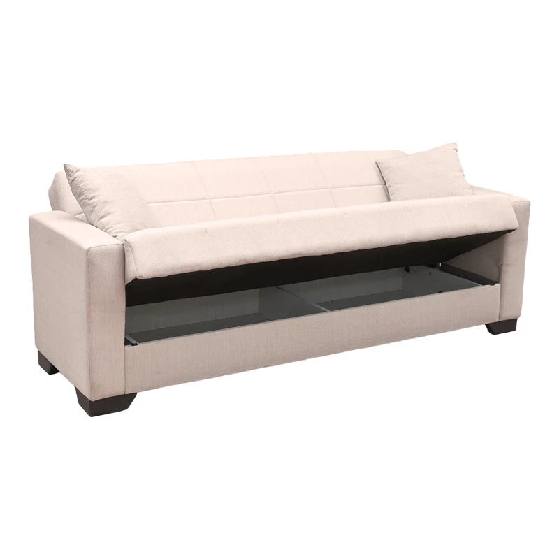 Vox Sofa bed pakoworld three seater with storage space beige fabric 210x84x83cm