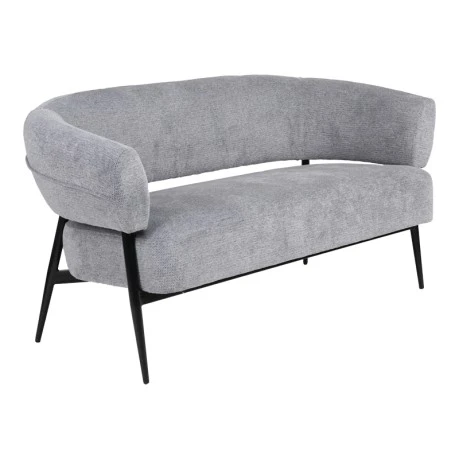 Sofa Luvina pakoworld 2seater grey  fabric with black metal leg 145x71x73cm