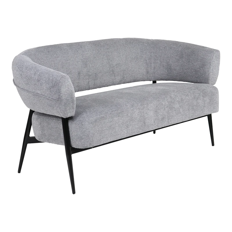Sofa Luvina pakoworld 2seater grey  fabric with black metal leg 145x71x73cm