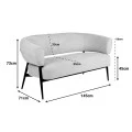 Sofa Luvina pakoworld 2seater grey  fabric with black metal leg 145x71x73cm