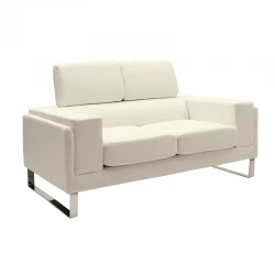 2 seat Sofa Shea pakoworld PU ivory-inox 158x80x87cm