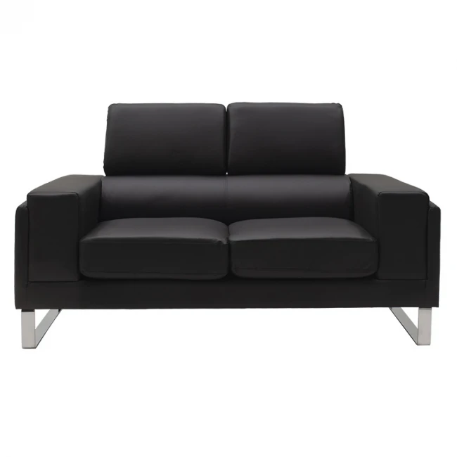 2 seater sofa Shea pakoworld in black pu-inox 158x80x87cm