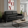 3 seater sofa Shea pakoworld PU black-inox 198x80x87cm
