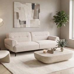 3-seater sofa Anbola pakoworld ecru fabric 213x87x80cm