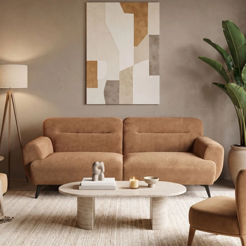 3-seater sofa Anbola pakoworld tan brown fabric 213x87x80cm