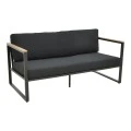 Three-seater sofa Aurelio pakoworld metallic in black - cushions in black shade 192x74x63cm