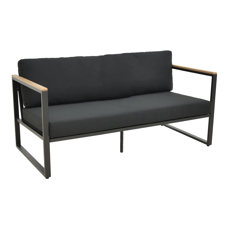 Three-seater sofa Aurelio pakoworld metallic in black - cushions in black shade 192x74x63cm