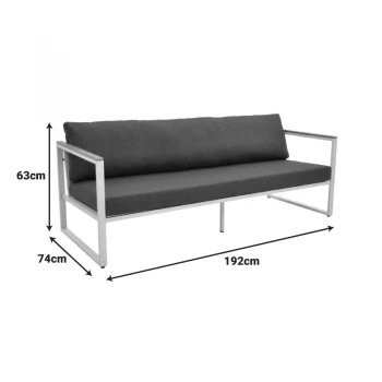 Καναπές τριθέσιος Aurelio pakoworld μαύρο μέταλλο με μαύρα μαξιλάρια 192x74x63εκ