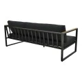 Three-seater sofa Aurelio pakoworld metallic in black - cushions in black shade 192x74x63cm