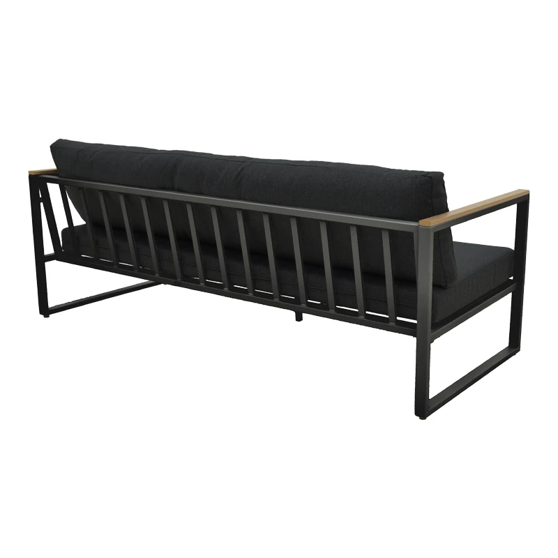 Three-seater sofa Aurelio pakoworld metallic in black - cushions in black shade 192x74x63cm