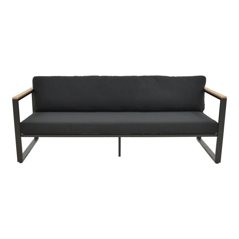 Three-seater sofa Aurelio pakoworld metallic in black - cushions in black shade 192x74x63cm
