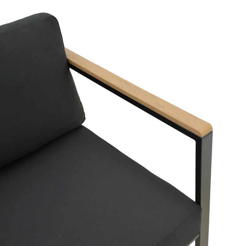 Three-seater sofa Aurelio pakoworld metallic in black - cushions in black shade 192x74x63cm