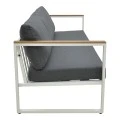 Three-seater sofa Aurelio pakoworld metallic in white - cushions in anthracite shade 192x74x63cm