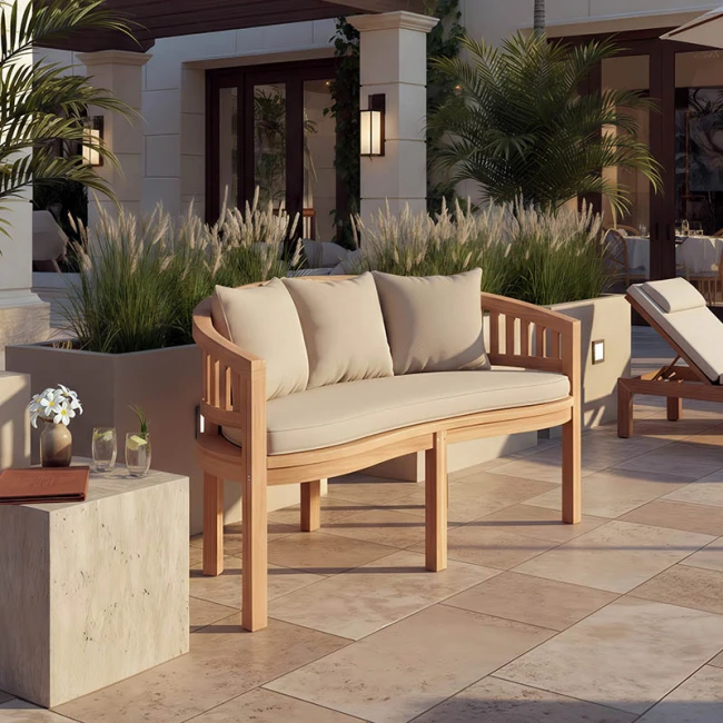 Καναπές τριθέσιος Coren pakoworld φυσικό teak ξύλο 150x61x87εκ