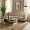 Three seater sofa Sidica pakoworld PU in beige color 185x82x81cm