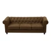 3-seater sofa Incredible pakoworld Chesterfield type antique brown pu 203x84x67cm