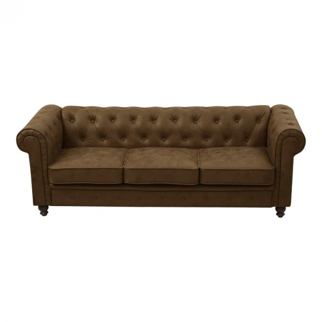 3-seater sofa Incredible pakoworld Chesterfield type antique brown pu 203x84x67cm