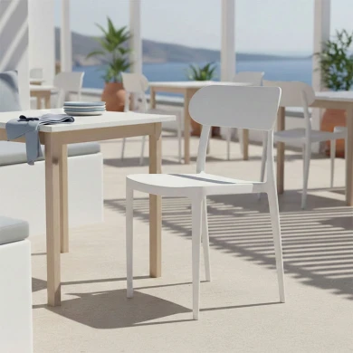 Chair Amvroan pakoworld with UV protection white pp 51x49x79.5cm