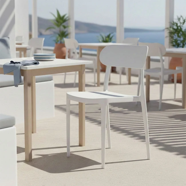 Chair Amvroan pakoworld with UV protection white pp 51x49x79.5cm