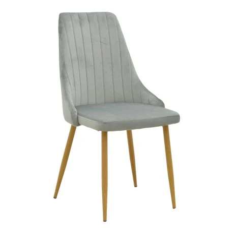Chair Azori pakoworld velvet grey fabric with natural color metal leg 49x55x85cm
