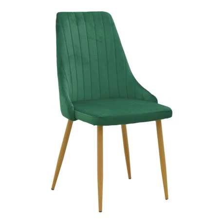 Chair Azori pakoworld velvet green fabric with natural color metal leg 49x55x85cm