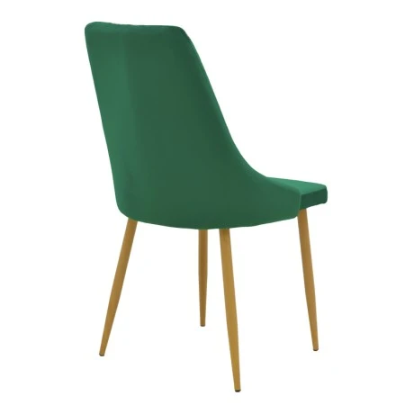 Chair Azori pakoworld velvet green fabric with natural color metal leg 49x55x85cm