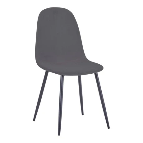 Dining chair Bella pakoworld velvet in dark grey color and black metal leg 43.5x52x89cm