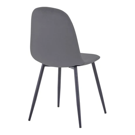 Dining chair Bella pakoworld velvet in dark grey color and black metal leg 43.5x52x89cm