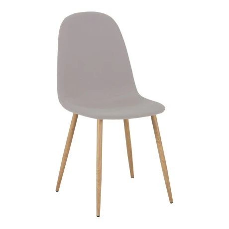 Dining chair Bella pakoworld grey fabric and natural color metal leg 43.5x52x89cm