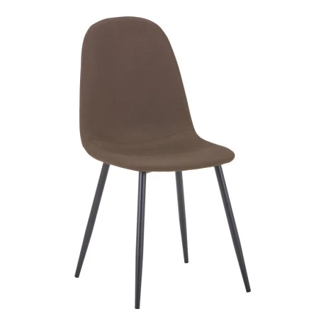 Dining chair Bella pakoworld brown fabric and black color metal leg 43.5x52x89cm