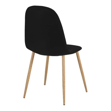 Dining chair Bella pakoworld black fabric and natural metal leg 43.5x52x89cm