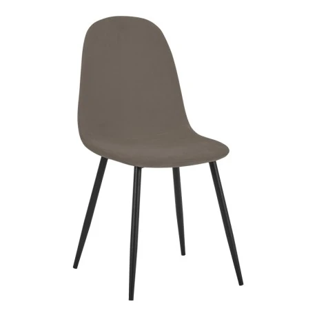 Dining chair Bella pakoworld velvet in beige color and black metal leg 43.5x52x89cm