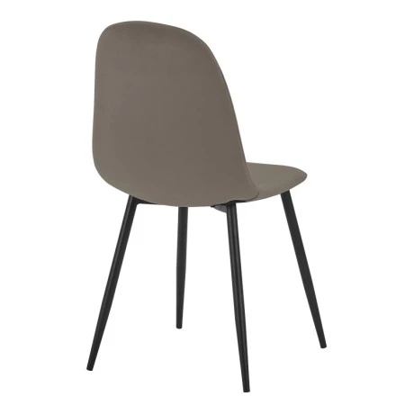 Dining chair Bella pakoworld velvet in beige color and black metal leg 43.5x52x89cm