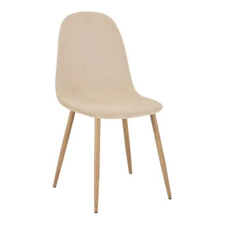 Dining chair Bella pakoworld velvet in natural color and natural metal leg 43.5x52x89cm