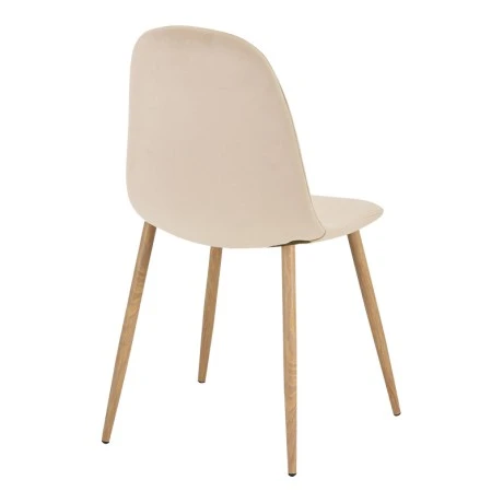 Dining chair Bella pakoworld velvet in natural color and natural metal leg 43.5x52x89cm