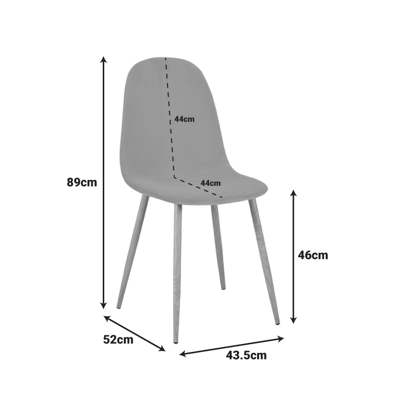 Dining chair Bella pakoworld rotten apple velvet and black color metal leg 43.5x52x89cm