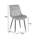 Berne chair pakoworld velvet in grey shade 53x62x84cm