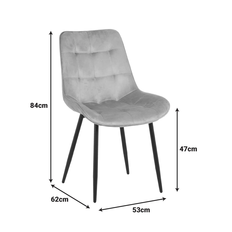 Berne chair pakoworld velvet in grey shade 53x62x84cm
