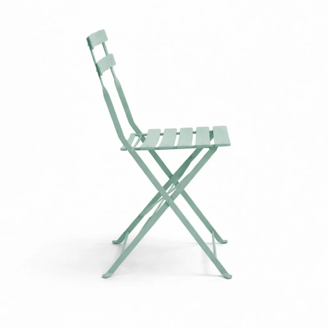 Καρέκλα Bistro pakoworld μεταλλική αναδιπλούμενη σε μέντα απόχρωση 42x46x82εκ