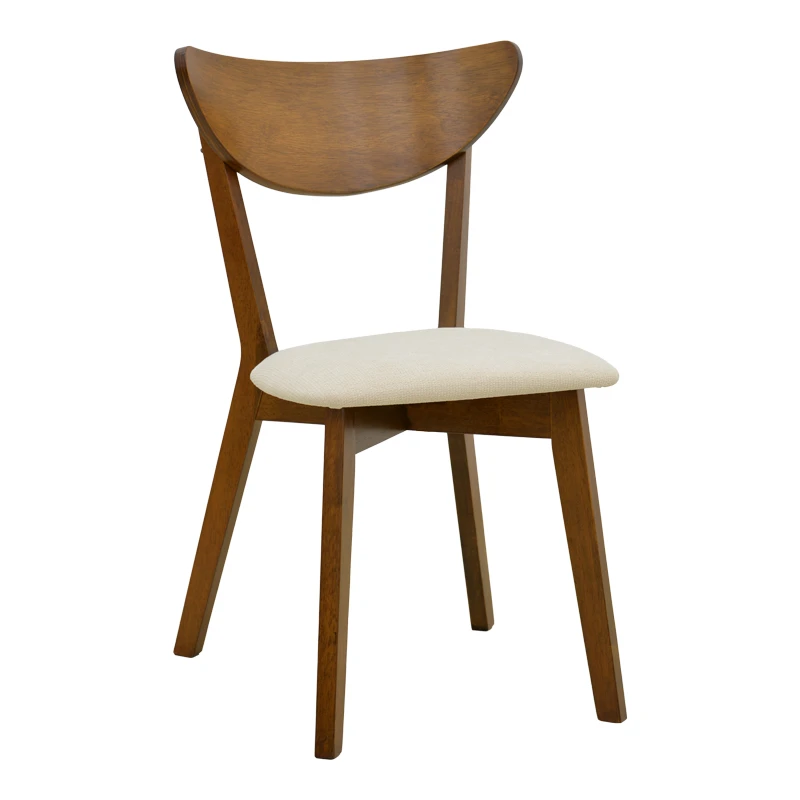 Chair Canon pakoworld wlanut rubberwood with ecru fabric 43x52x83.5cm