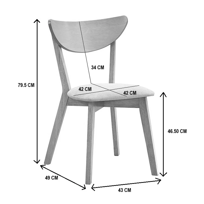 Chair Canon pakoworld wlanut rubberwood with ecru fabric 43x52x83.5cm
