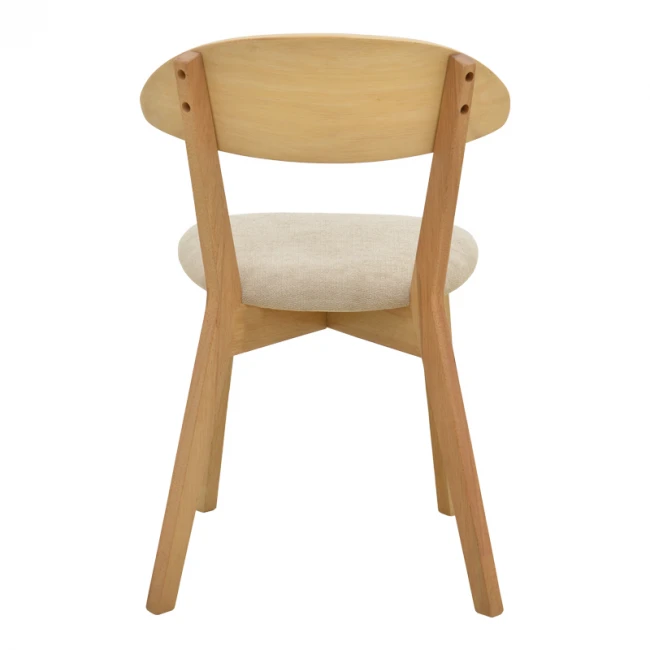 Καρέκλα Canon pakoworld rubberwood σε φυσική απόχρωση με γκρι μπεζ ύφασμα 43x52x83,5εκ