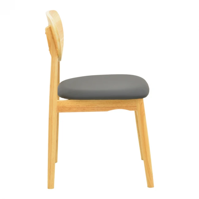Καρέκλα Cardith pakoworld rubberwood-plywood σε φυσική απόχρωση-pu μαύρο 48x51x78εκ